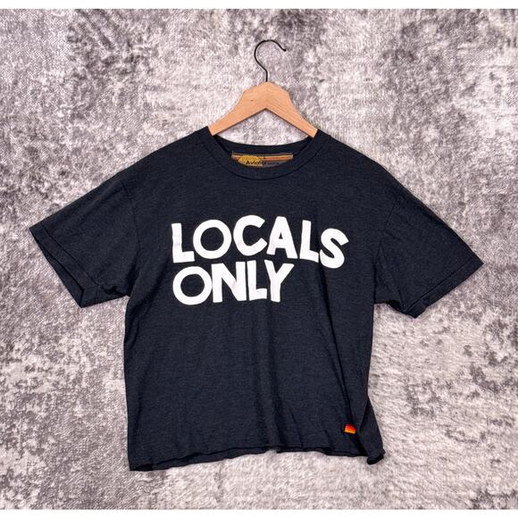 Aviator Nation Shirt Large Womens Locals Only Gray Cropped Tee - Picture 1 of 8